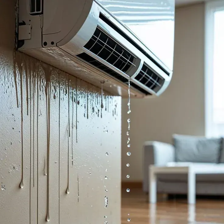 Climatiseur mural qui fuit, symptôme d'une panne à diagnostiquer avant réparation