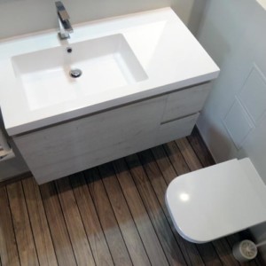 Rénovation d'une salle de bain complète : douche, WC et lavabo installés à Lyon